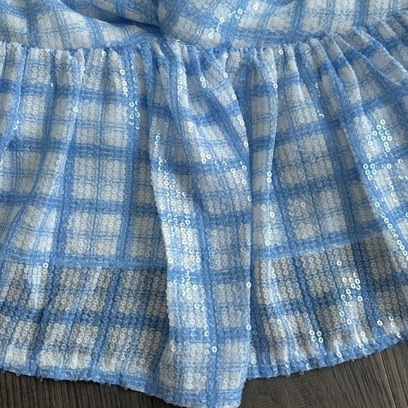 English Factory | Sleeveless Sequin Twist Front Plaid Flounce Tank - Picture 4 of 13